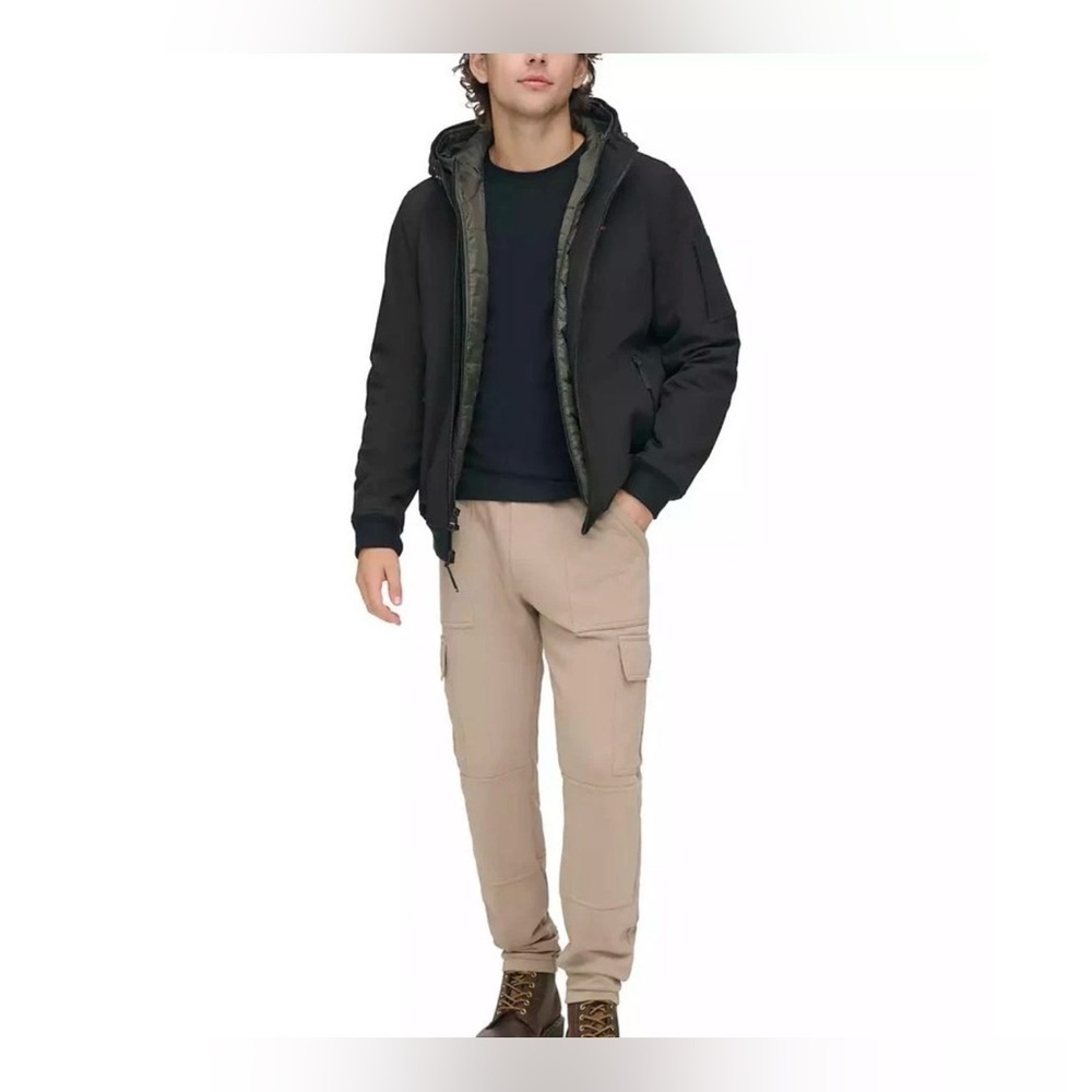 Tommy Hilfiger Black Hooded Bomber Jacket - Picture 3 of 12